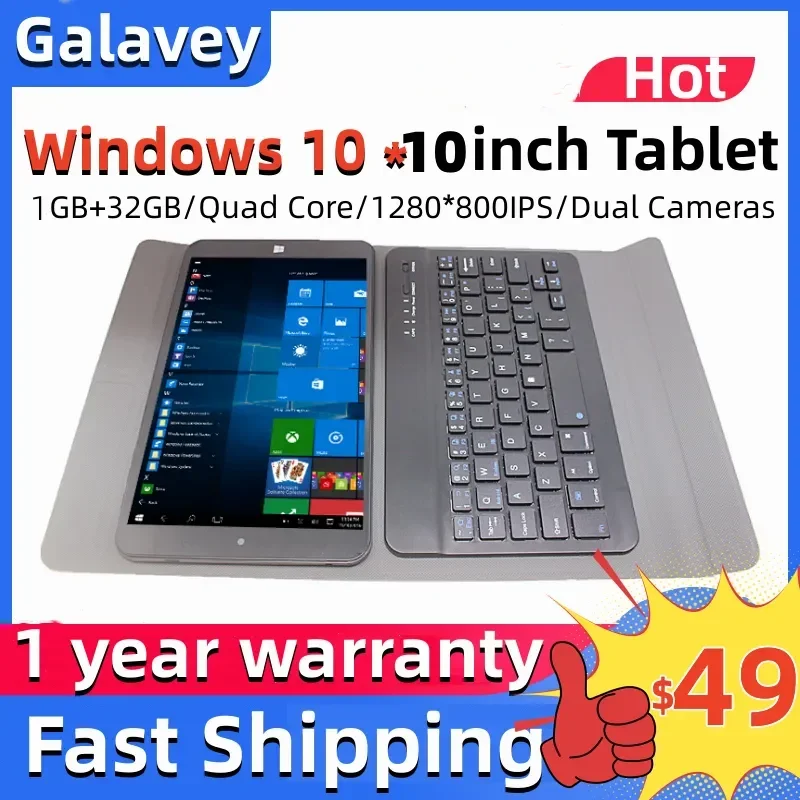 

With Bluetooth Keyboard Case 10.1'' NX16A Windows 10 Netbook Quad Core 1GB RAM 32GB ROM Dual Cameras 1280*800IPS WIFI Tablets PC