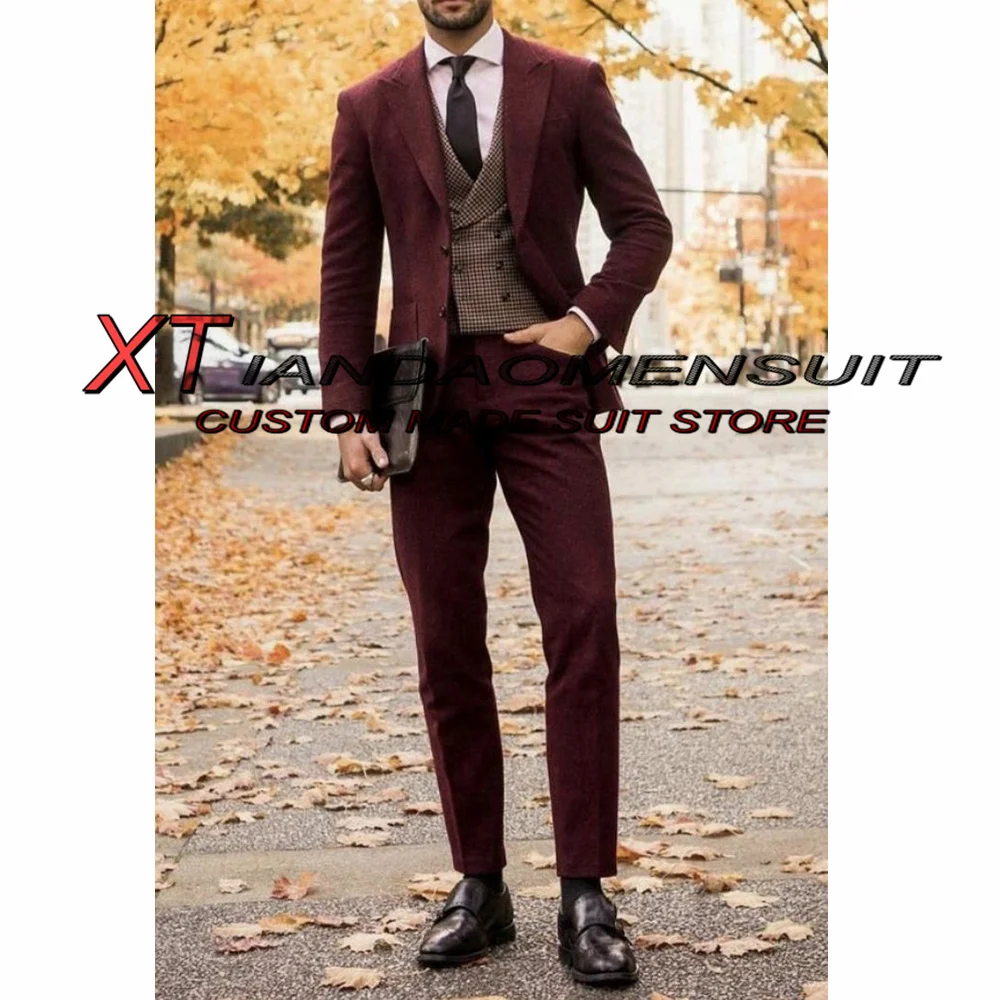 Men's Suit Wedding Groom Tuxedo Burgundy Formal Business Overalls Party Male Slim Fit Jacket Set conjuntos de chaqueta
Men's Suit Wedding Groom Tuxedo Burgundy Formal Business Overalls Party Male Slim Fit Jacket Set conjuntos de chaqueta