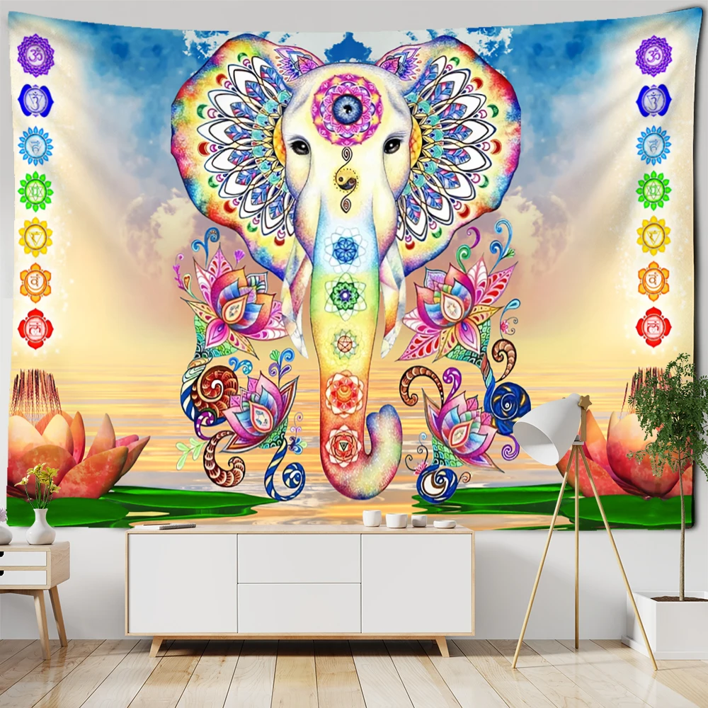 

3D Mural Elephant Tapestry Wall Hanging Bohemian Hippie Bedroom Background Cloth Printing Home Decor