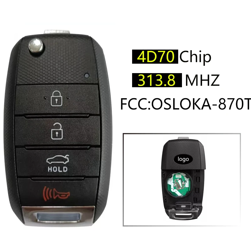 

CN051133 4 Button Original Keyless Entry Remote For Kia Forte 2013-2016 Flip Key Fob OSLOKA-870T (YD-TP) 95430-A7400 4D70 chip