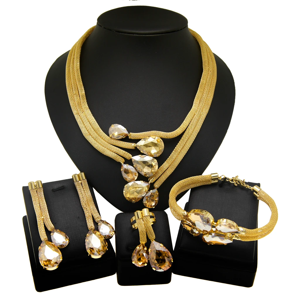 Brazil Gold Jewelry Set Women Gold Plated Necklace Rhinestone Earrings Bracelet For Ladies Party Luxury Wedding Jewelry
Brazil Gold Jewelry Set Women Gold Plated Necklace Rhinestone Earrings Bracelet For Ladies Party Luxury Wedding Jewelry