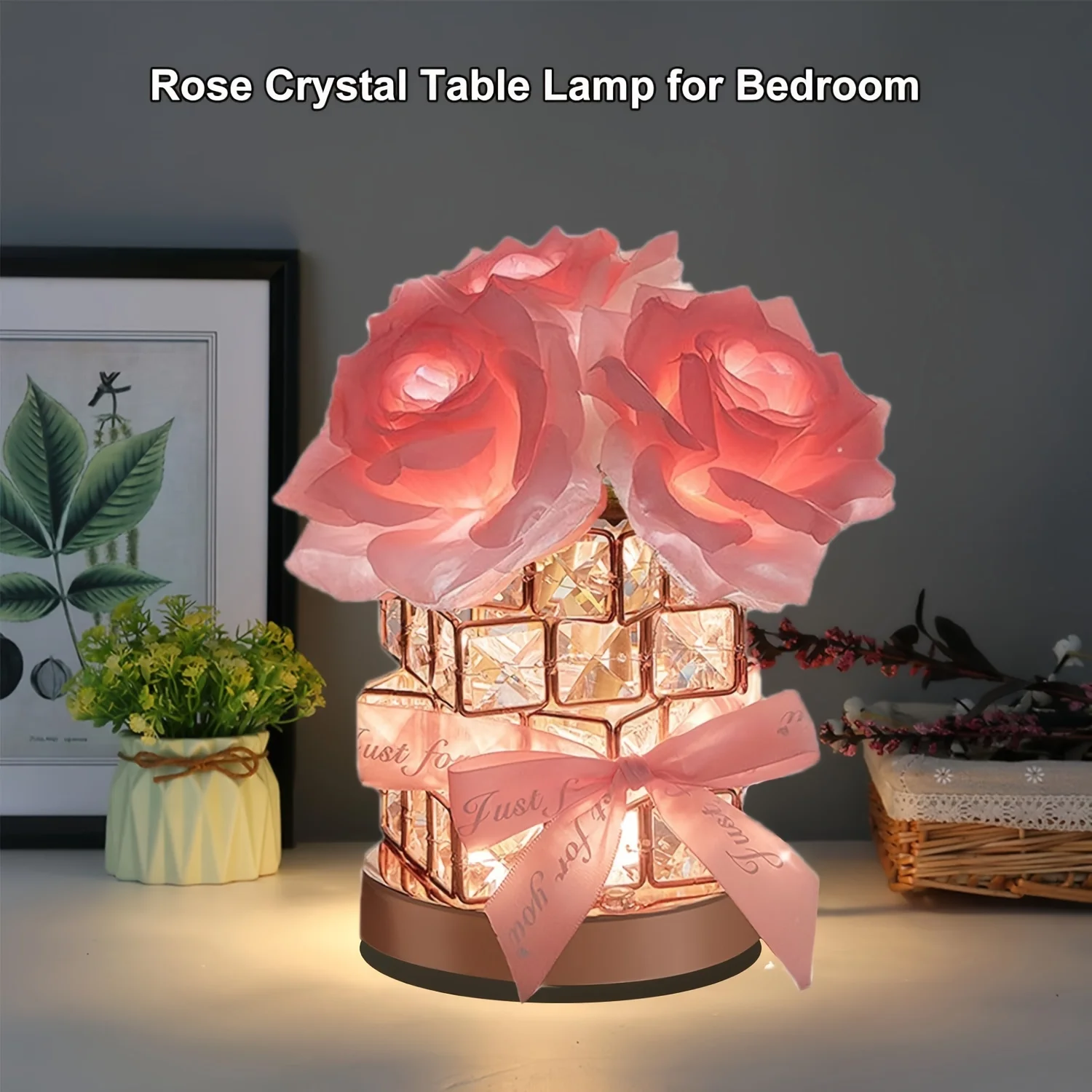 

LED 3color Decorative Table Lamps Romantic Crystal Rose Holiday Gift for Girl Friend Valentine's Day Birthday Aromatherapy Night