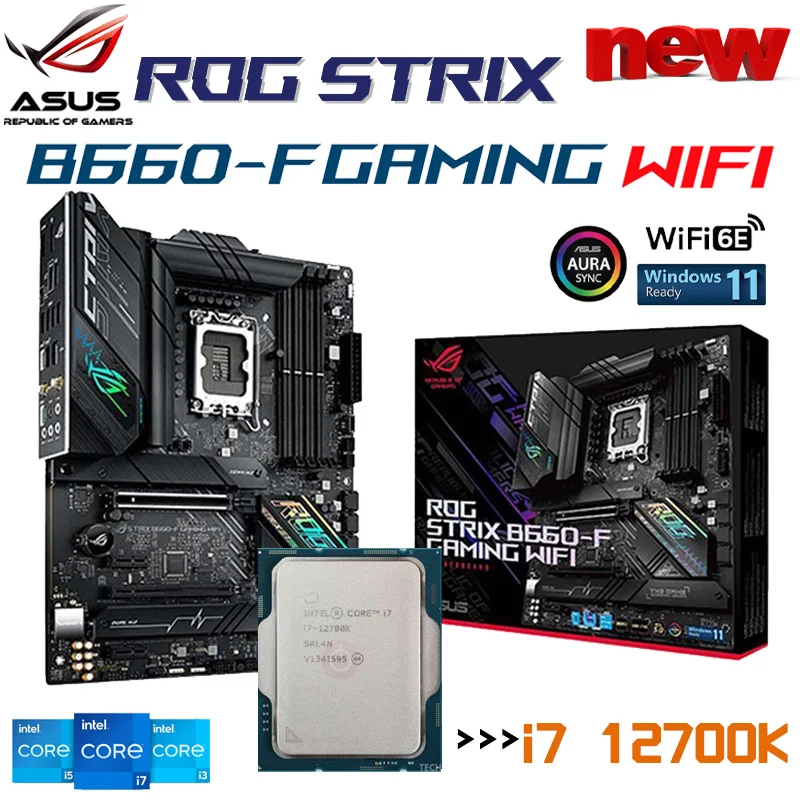 

New ASUS ROG STRIX B660-F GAMING WIFI DDR5 USB M.2 PCI-E 5.0 SATA LGA 1700 Motheboard With Intel Core i7 12700K Processor Combo