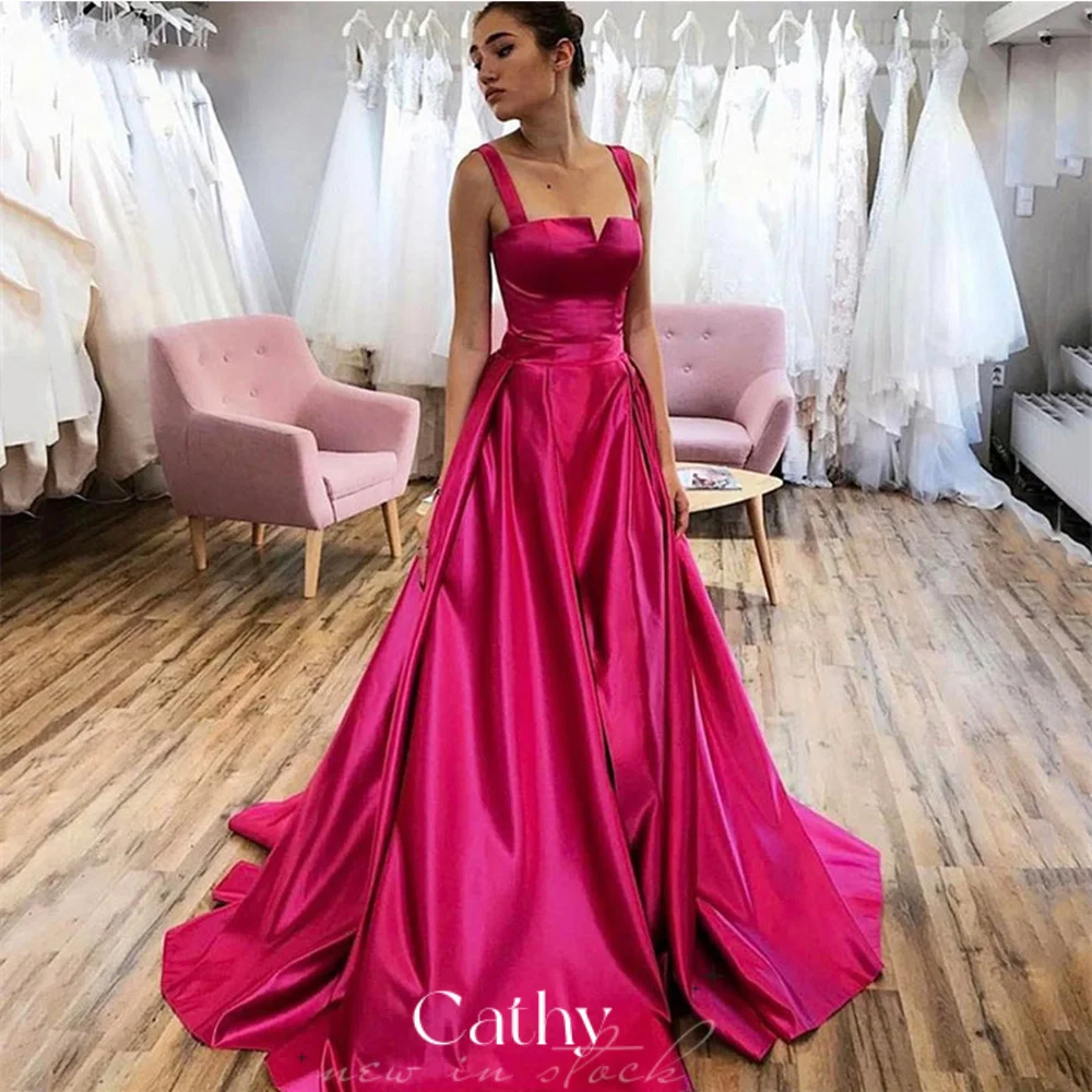 Shiny Satin Party Dress Rose Pink Satin Sweep Train Evening Dresses Sleeveless A-line Vestidos De Noche Sweetie Prom Dress
Shiny Satin Party Dress Rose Pink Satin Sweep Train Evening Dresses Sleeveless A-line Vestidos De Noche Sweetie Prom Dress