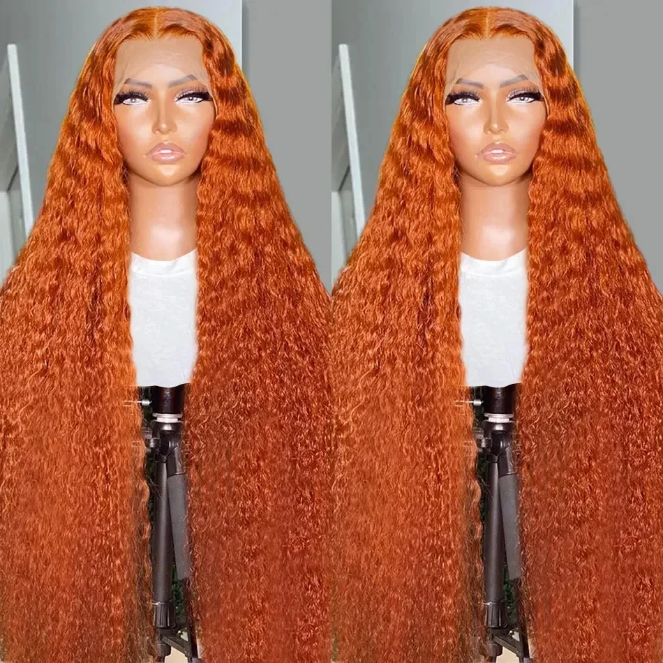 

180 Density Orange Ginger Deep Wave 30 40 Inch Wig 13x6 Lace Frontal Human Hair 13x4 Lace Front Wigs Curly For Women