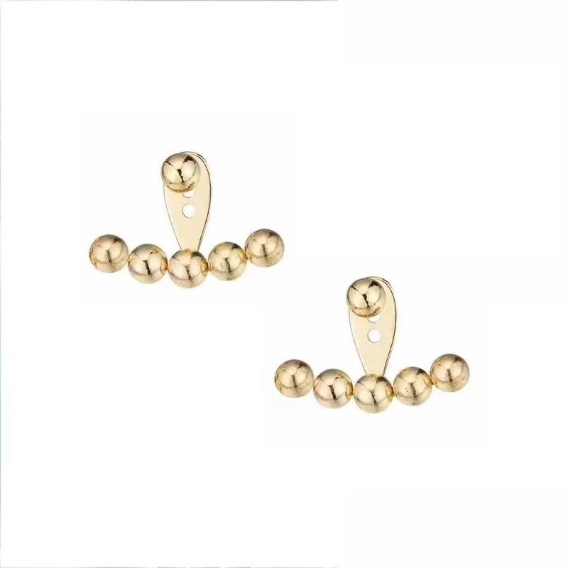 

MADALENA SARARA Pure 18K Yellow Gold 4mm Ball Stud Earrings Smile Shape Women Earrings Au750 Made