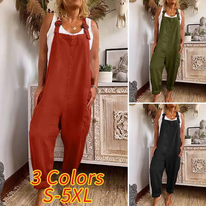 Loose Ladies Bib Pant Suspender Trouser Casual Female Women One-Piece Wide Leg Overalls Romper Jumpsuit Streetwear Plus Size
Loose Ladies Bib Pant Suspender Trouser Casual Female Women One-Piece Wide Leg Overalls Romper Jumpsuit Streetwear Plus Size