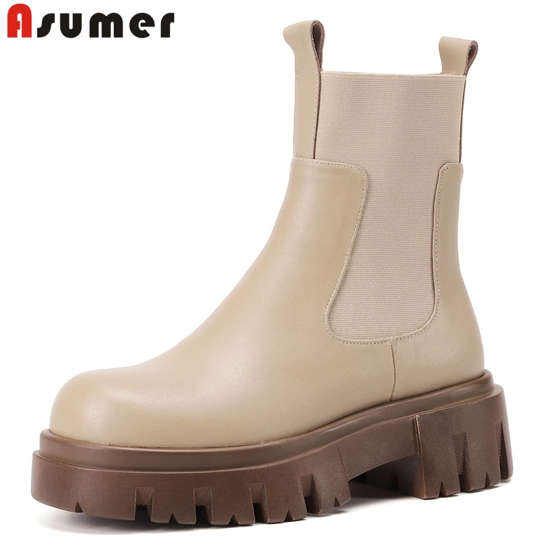 ASUMER Plus Size 34-40 New Genuine Leather Boots Women Platform Chelsea Boots Fashion Stretch Slip On Ankle Boots Ladies Shoes
ASUMER Plus Size 34-40 New Genuine Leather Boots Women Platform Chelsea Boots Fashion Stretch Slip On Ankle Boots Ladies Shoes