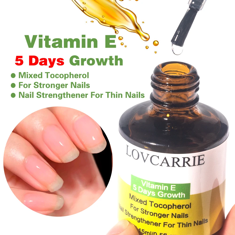 

LOVCARRIE 5 Days Nail Growth Keratin Vitamin E Strong Nail Strengthener for Thin Brittle Nails Healthy Cuticle Oil Repair Nails