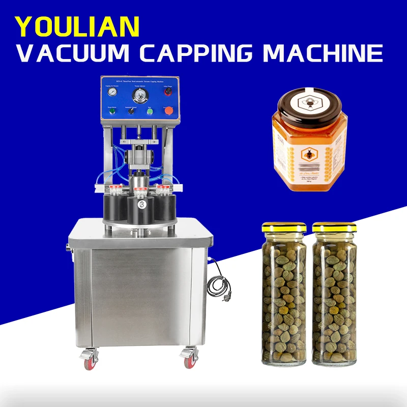 BZX-65-4 Pneumatic Auto Honey Edible Birds Nest Capper Twist Off Glass Jar Bottle Containers Cap Sealer Vacuum Capping Machine
BZX-65-4 Pneumatic Auto Honey Edible Birds Nest Capper Twist Off Glass Jar Bottle Containers Cap Sealer Vacuum Capping Machine
