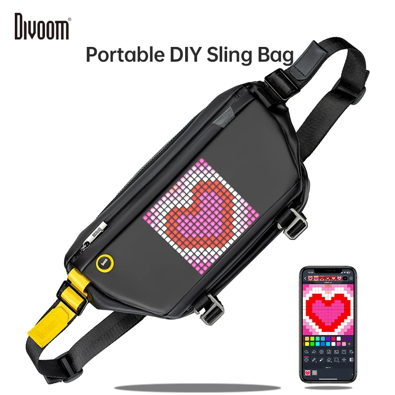 

Divoom Sling Bag portable Customizable Pixel Art Speaker Bag Fashion Design Waterproof for Biking Hiking Outside Activity Gift