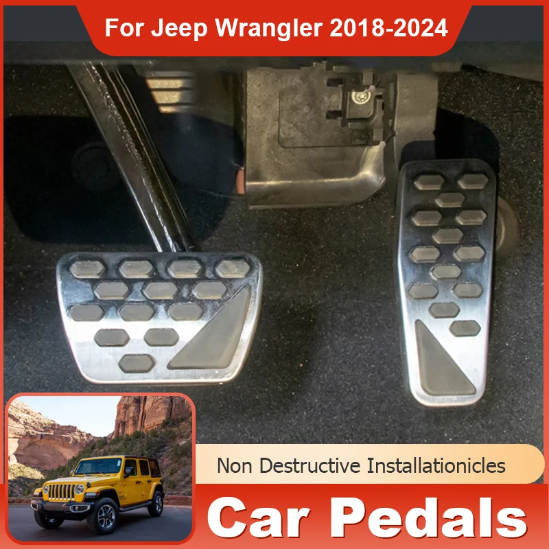 

for Jeep Wrangler JK JL TJL-J8 2007~2024 Stainless Steel Car Pedal Gas Brake Fuel Accelerator Non-slip Pedals Cover Accessories
