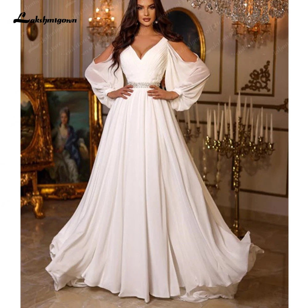 Lakshmigown Chiffon Puff Sleeve V Neck Slit A Line Floor Length Wedding Dress for Women 2024 Bridal Gown Low-V Back
Lakshmigown Chiffon Puff Sleeve V Neck Slit A Line Floor Length Wedding Dress for Women 2024 Bridal Gown Low-V Back