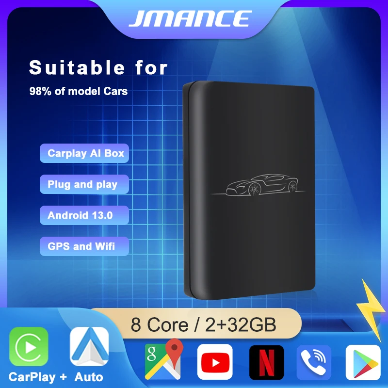 JMANCE Wired to Wireless Carplay Mini Ai Box Android Auto YouTube Netflix IPTV Wifi For VW Audi Toyota Honda Kia Peugeot Volvo
JMANCE Wired to Wireless Carplay Mini Ai Box Android Auto YouTube Netflix IPTV Wifi For VW Audi Toyota Honda Kia Peugeot Volvo