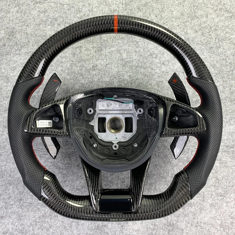 Руль из углеродного волокна для Mercedes AMG A45 C43 C63 E63 S63 W205 W213 W222, перфорированная кожа
Руль из углеродного волокна для Mercedes AMG A45 C43 C63 E63 S63 W205 W213 W222, перфорированная кожа