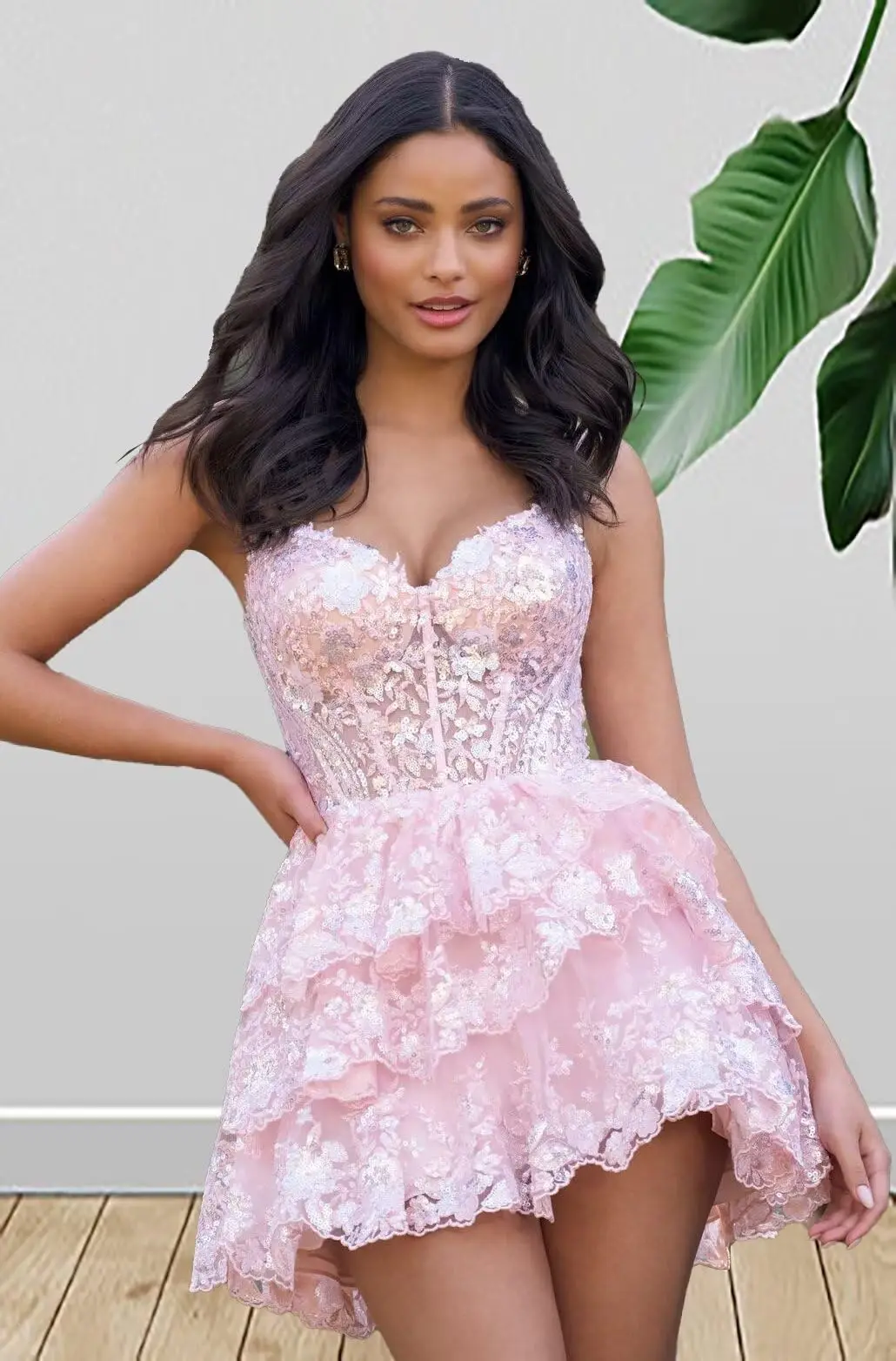 

illusion Spaghetti Straps Tulle Tiered Homecoming Dress 2024 Prom Dresses Short Sparkly Lace Corset Layered Formal Party Gowns