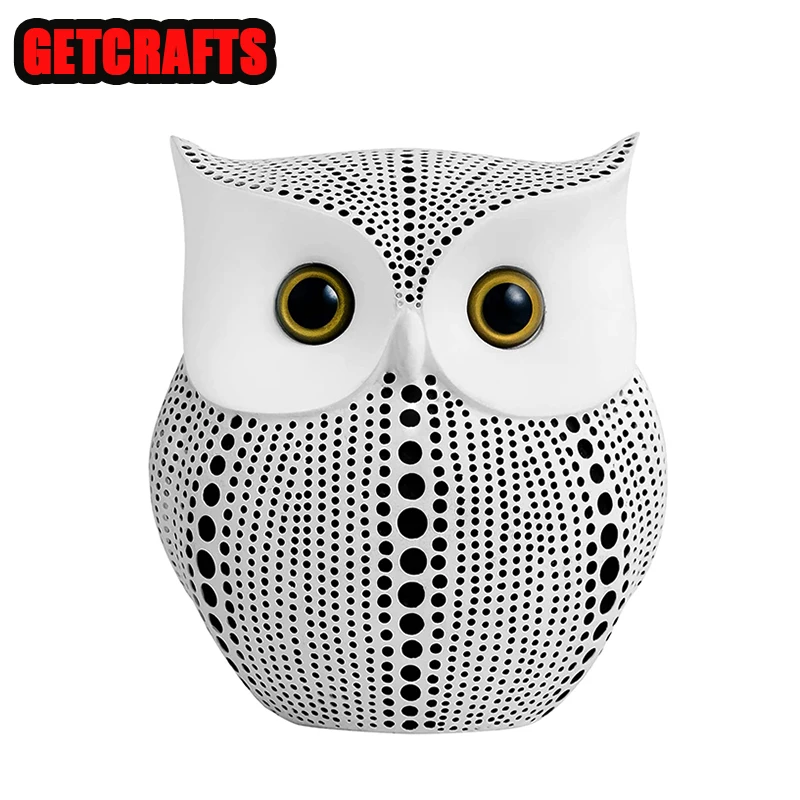 

GETCRAFTS Nordic Home Decor Statues Resin Owl Figurine Office Desk Cartoon Animal Sculpture Living Room Art Craft Gifts Interior