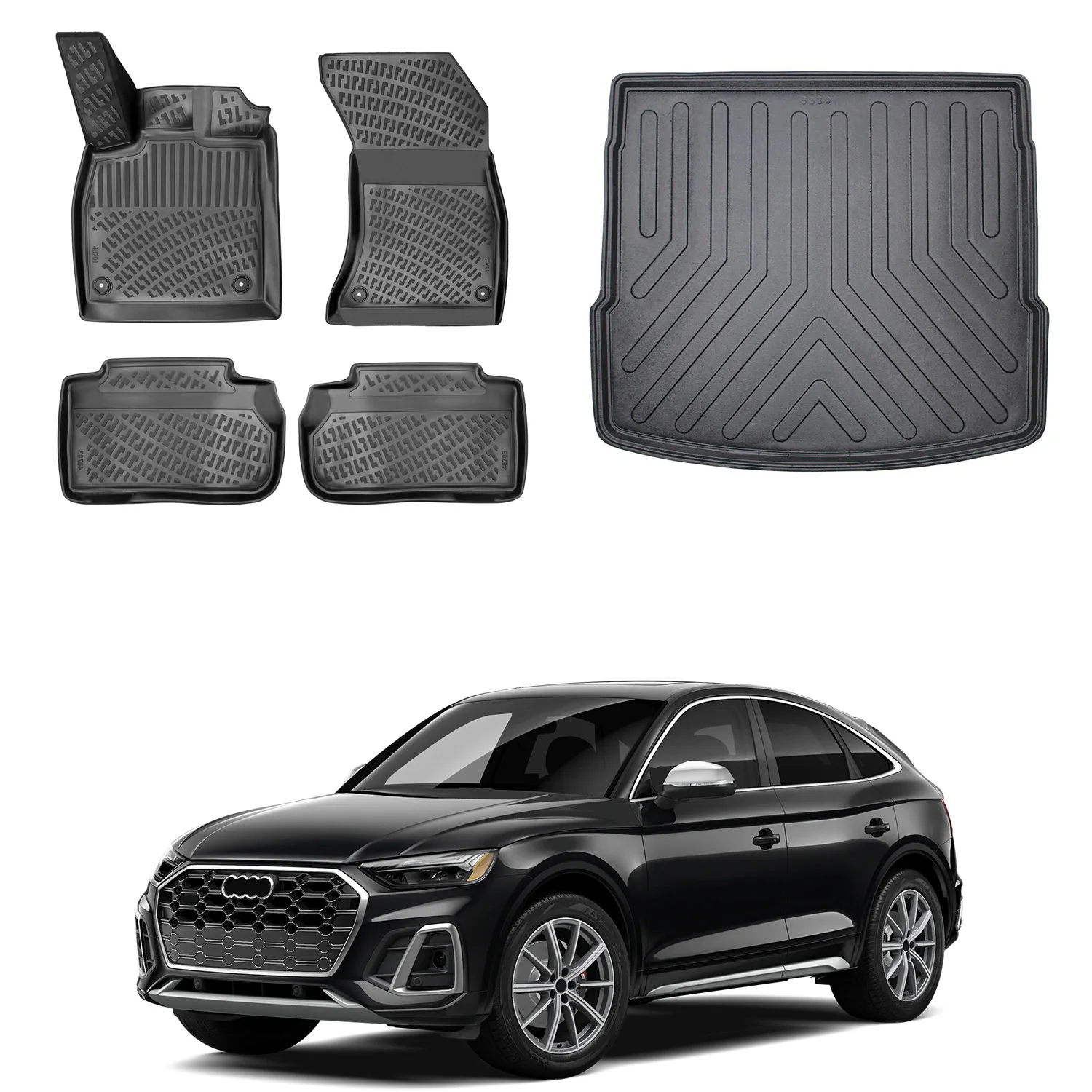 

Floor Mats + Cargo Trunk Liner Fits Audi Q5 Sportback 2020-2024 SUV Set - All Weather Maximum Coverage - Water Resistance