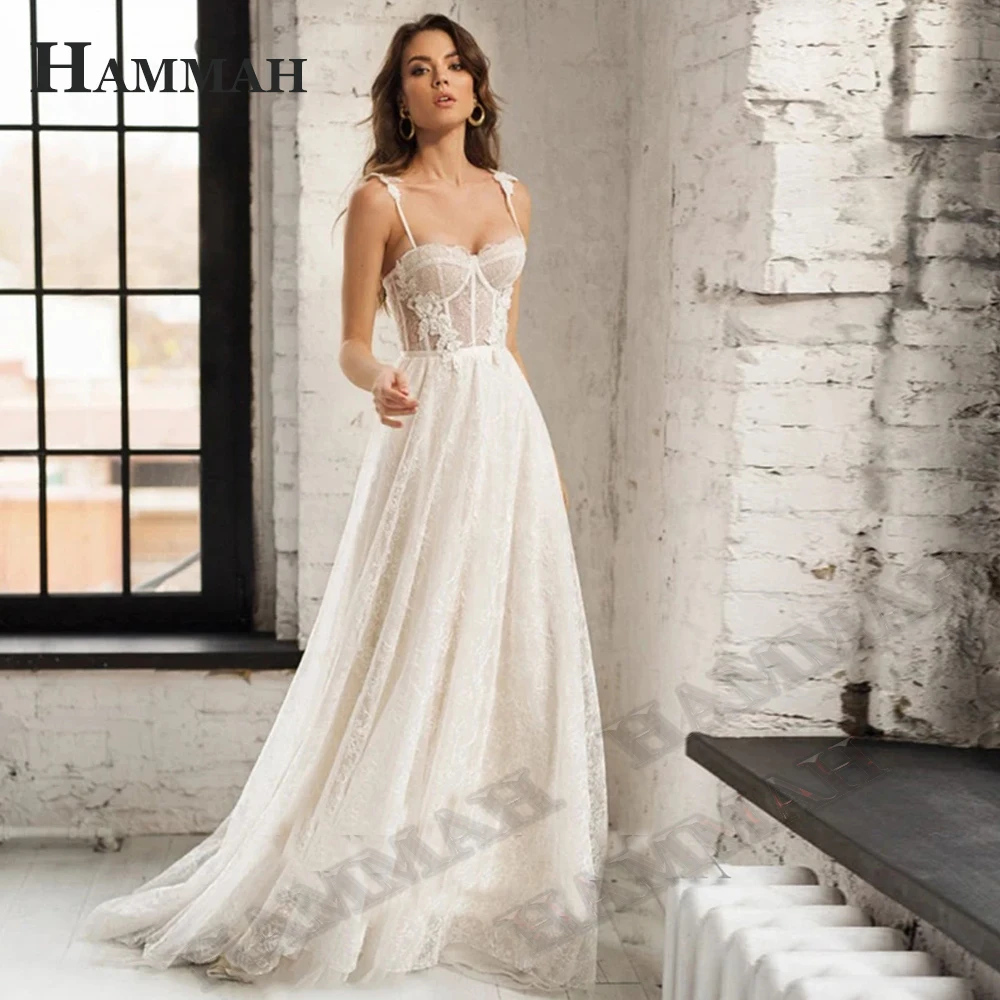 HAMMAH Princess Sweetheart Illusion Wedding Dresses For Bride Pastrol Lacing Up A Line Court Train Spaghetti Strap Made To Order
HAMMAH Princess Sweetheart Illusion Wedding Dresses For Bride Pastrol Lacing Up A Line Court Train Spaghetti Strap Made To Order