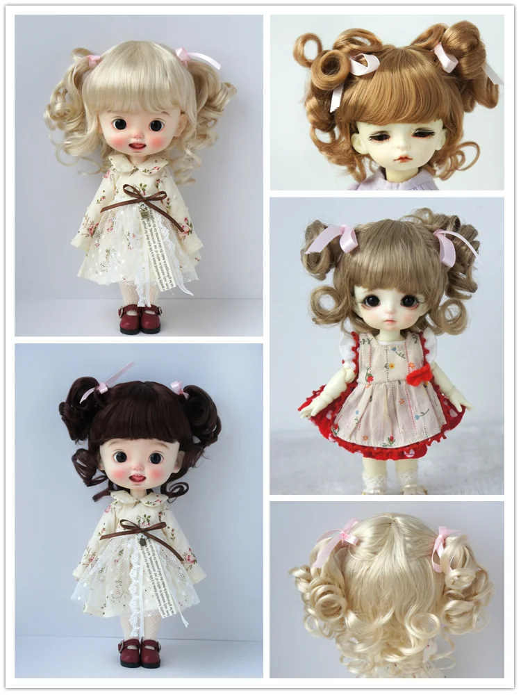 

JD011 1/8 1/6 1/4 1/3 Curly BJD Synthetic Mohair Wig From Size 3-4inch to 9-10Inch Doll Hair OB11 YOSD MSD SD Blythe Accessories