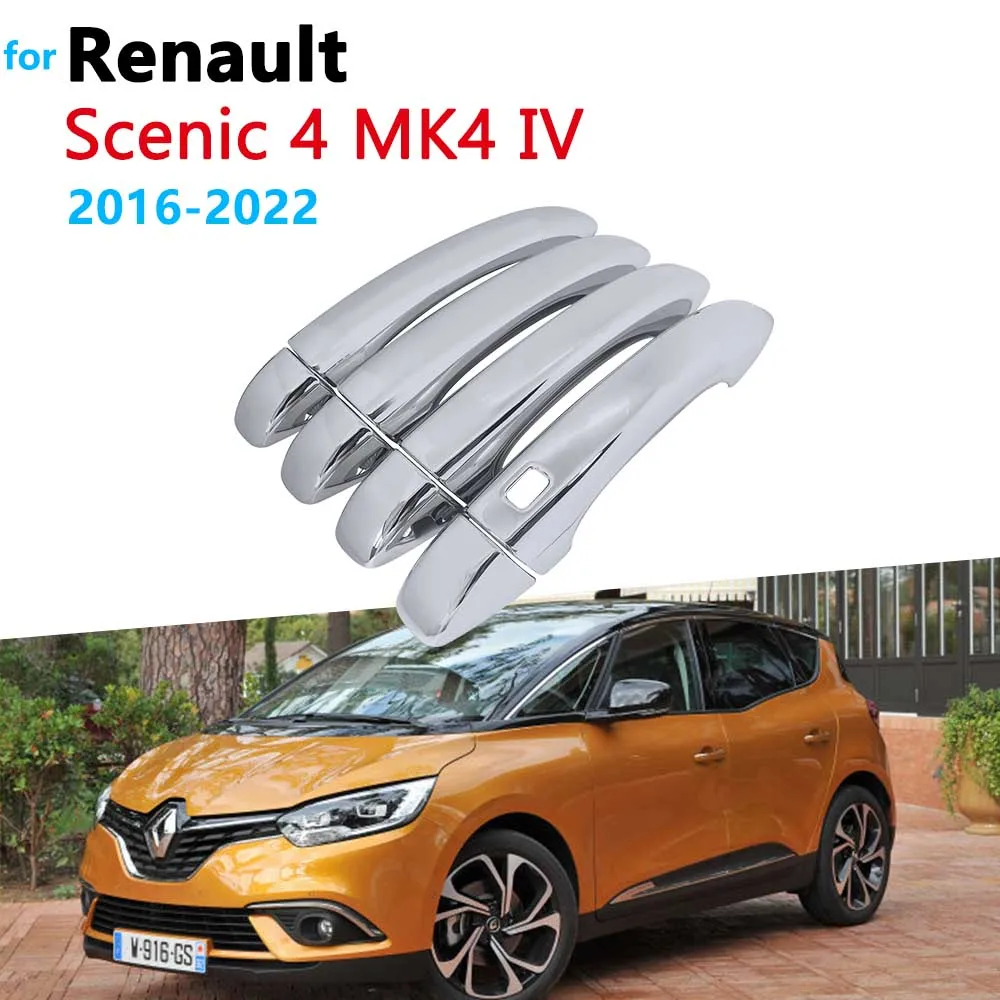 

for Renault Scenic 4 IV MK4 2020 2017 2018 2016~2022 Chrome Door Handle Cover Car Accessories Sticker Rustproof Catch Decoration