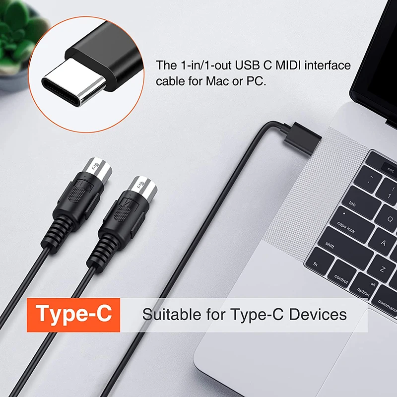5 Pins MIDI Cable to usb USBC suitable Type-C MIDI Interface for ipad connection musical instrument Roland drum electronic drum 5 Pins MIDI Cable to usb USBC suitable Type-C MIDI Interface for ipad connection musical instrument Roland drum electronic drum