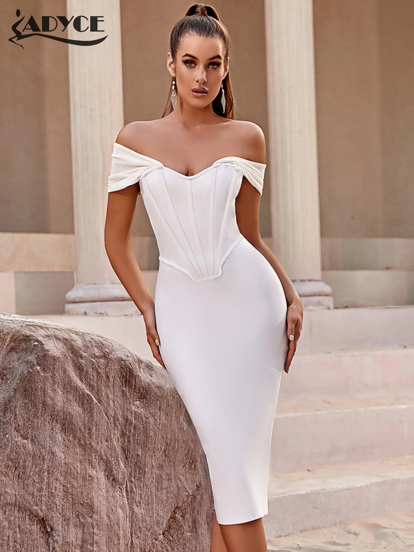 

ADYCE New Summer For Women 2024 Off Shoulder Bandage Dress Sexy Sleeveless Bodycon Club Celebrity Evening Party Dresses Vestidos