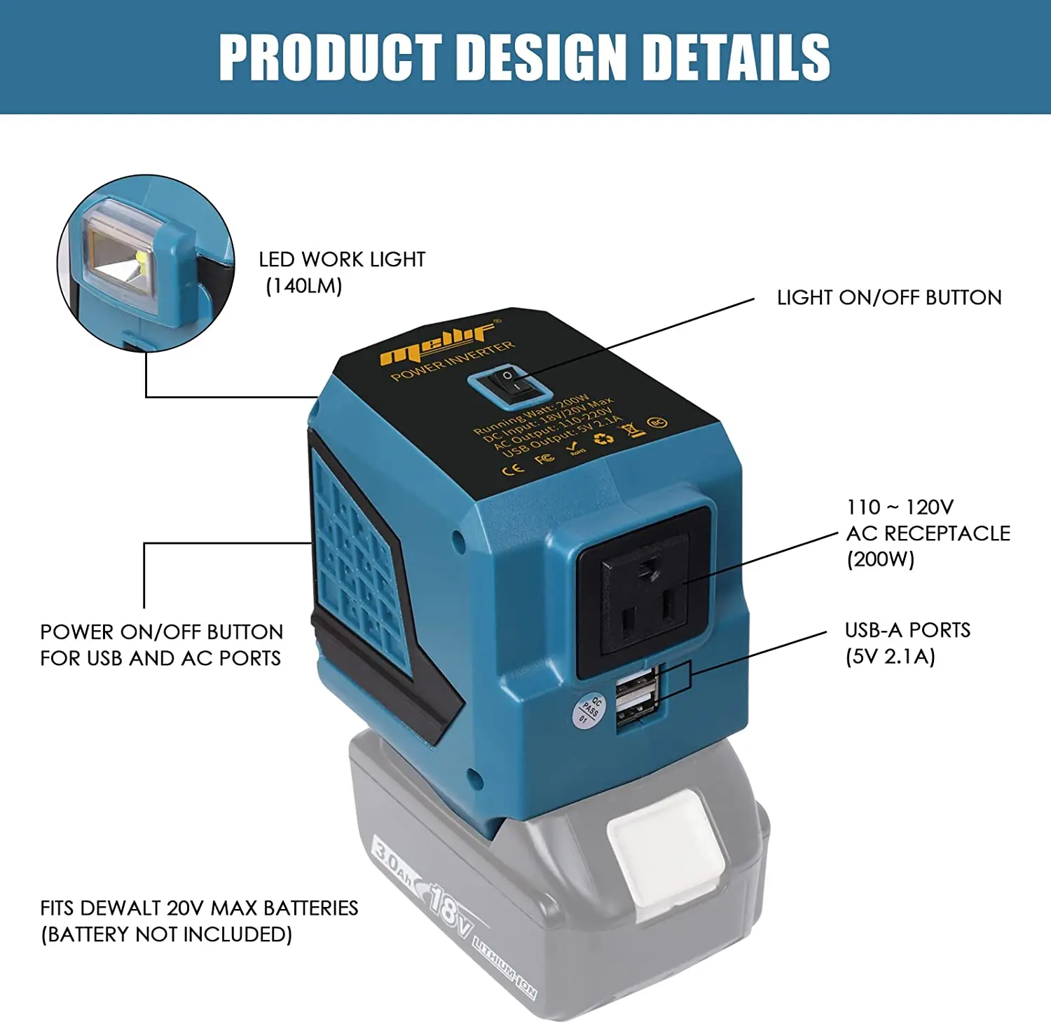 Power Inverter for Makita 18V Battery Power Station with 1 AC Outlet 1 USB Ports Power Supply Tool US PLUG (NO Battery)
Power Inverter for Makita 18V Battery Power Station with 1 AC Outlet 1 USB Ports Power Supply Tool US PLUG (NO Battery)