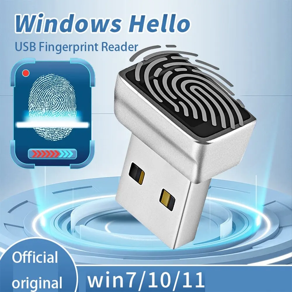 

USB Fingerprint Reader for Windows 10 11 Hello - Security Key Biometric Scanner Sensor Dongle Module for Instant Acess Password