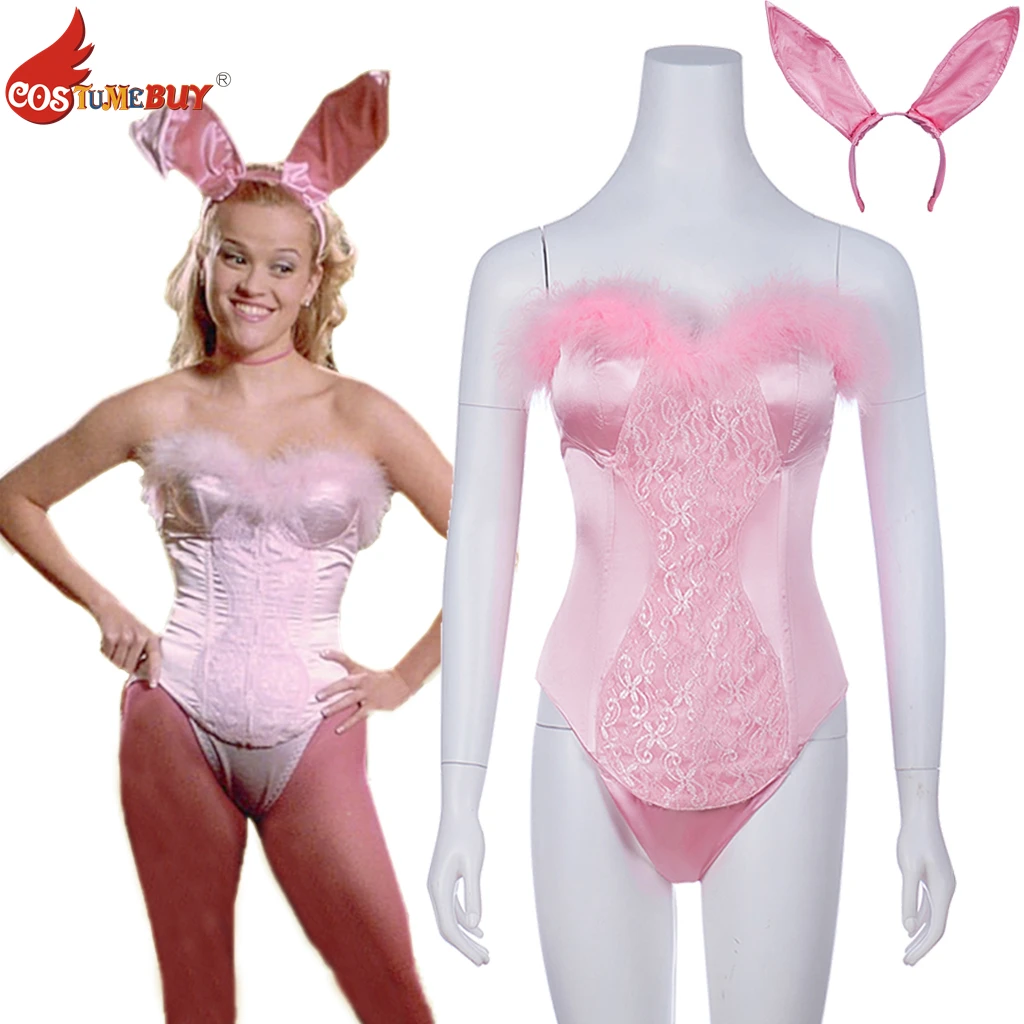 

Legally Blonde Movie Elle Woods Bunny Girl Cosplay Sexy Pink Rabbit Skirt Outfit Tank Bodysuit with Headdress Christmas Costume