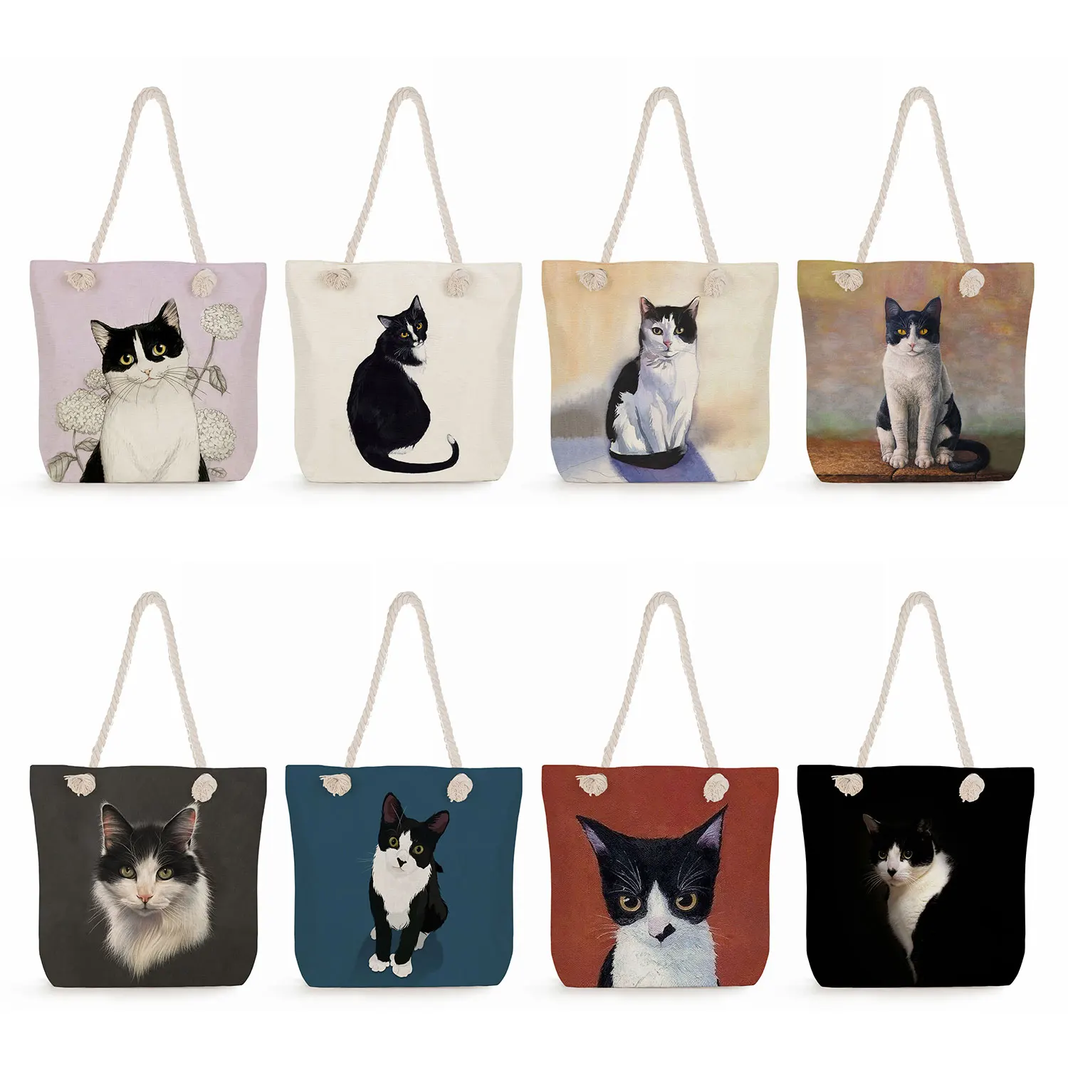 Black and white Cat Printed Women Shoulder Bag Eco Reusable Outdoor High Capacity Ladies Shopping Bag Beach Travel Handbags
Black and white Cat Printed Women Shoulder Bag Eco Reusable Outdoor High Capacity Ladies Shopping Bag Beach Travel Handbags