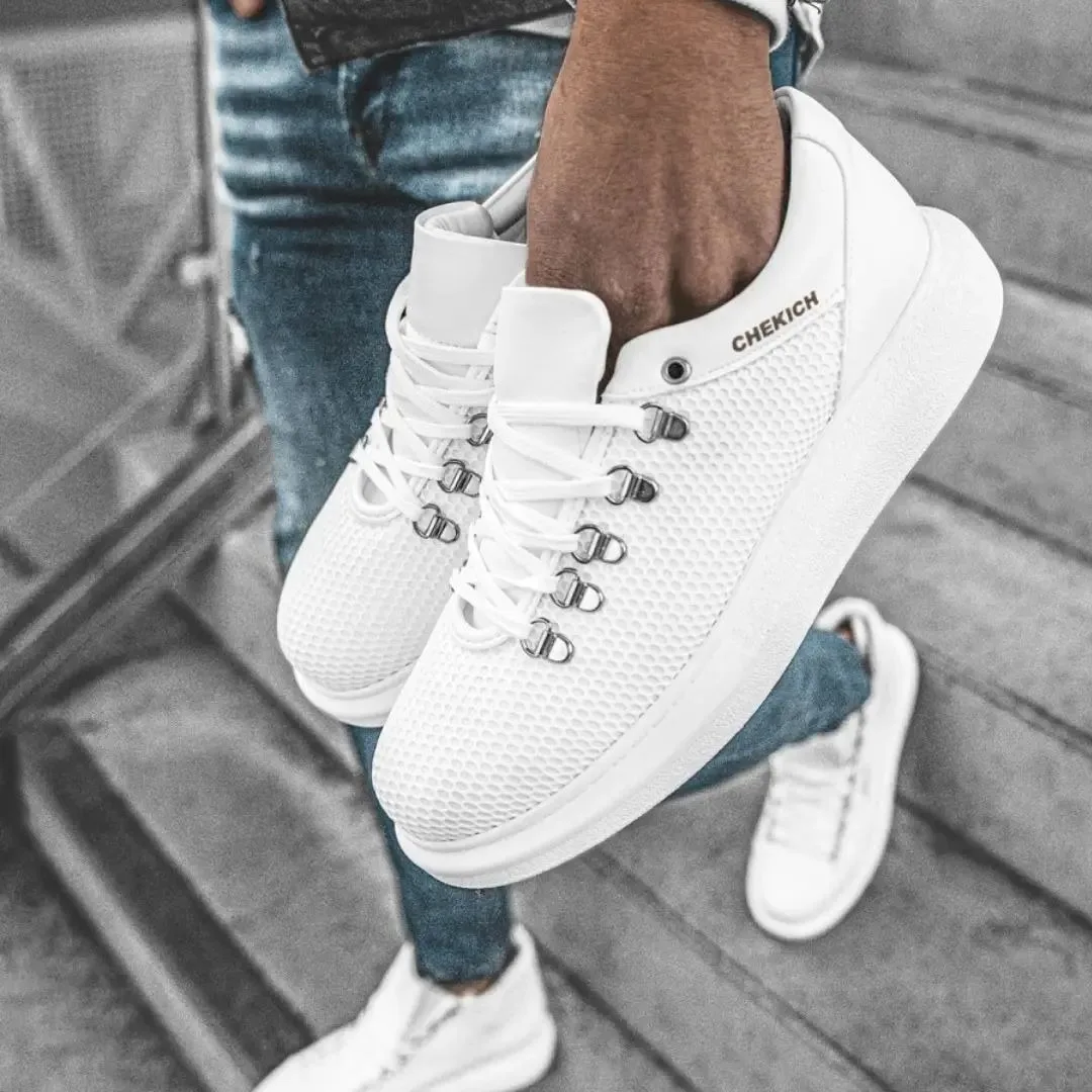 

CHEKICH Original Brand White 2024 Men's Sports Shoes High-Sole Lace-Up Quality Artificial Leather Sneakers for Summer CH021