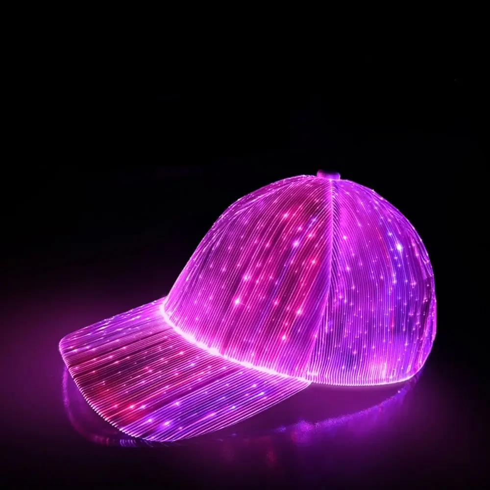 

LED Cap Fiber Optic Hat EDM Baseball Caps Light Up 7 Colors Glowing USB Charging Hats Rave for Party
