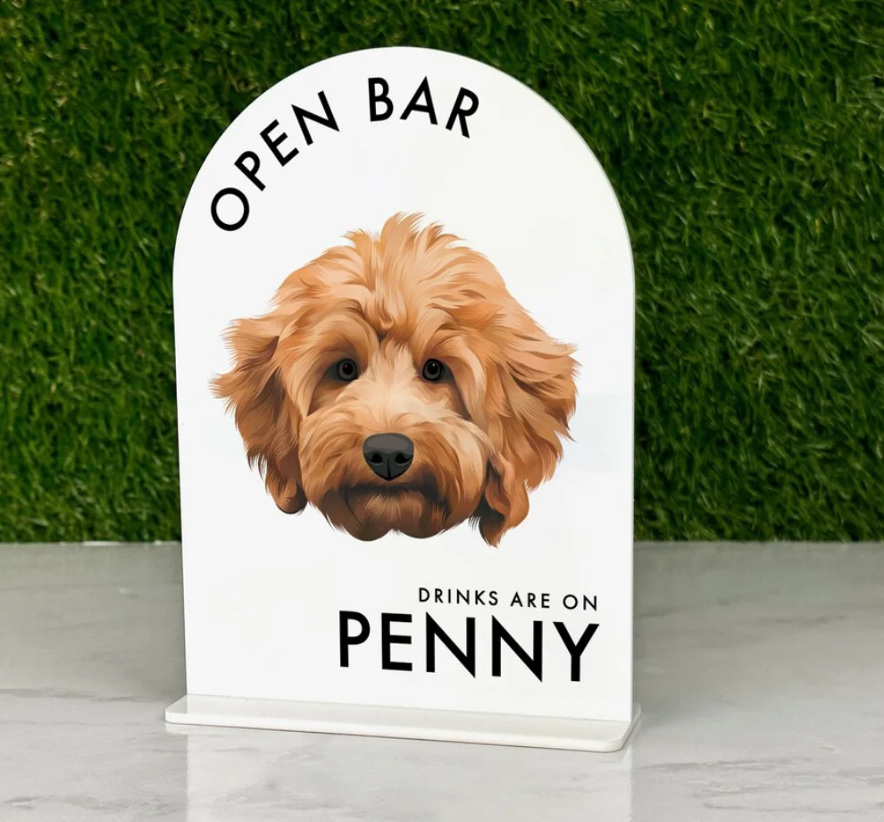 

Open Bar Sign Illustrated Pet Artwork Drinks Are On Me Drinks Are On Us Dog Signature Drink Sign Pet Or Dog