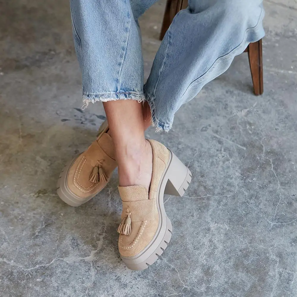 Aisha Inside Outer Genuine Leather Platform Heels Tassel Detailed Shoes Poshnmore Sand Ice Blue Loafer Oxford Casual Shoes
Aisha Inside Outer Genuine Leather Platform Heels Tassel Detailed Shoes Poshnmore Sand Ice Blue Loafer Oxford Casual Shoes