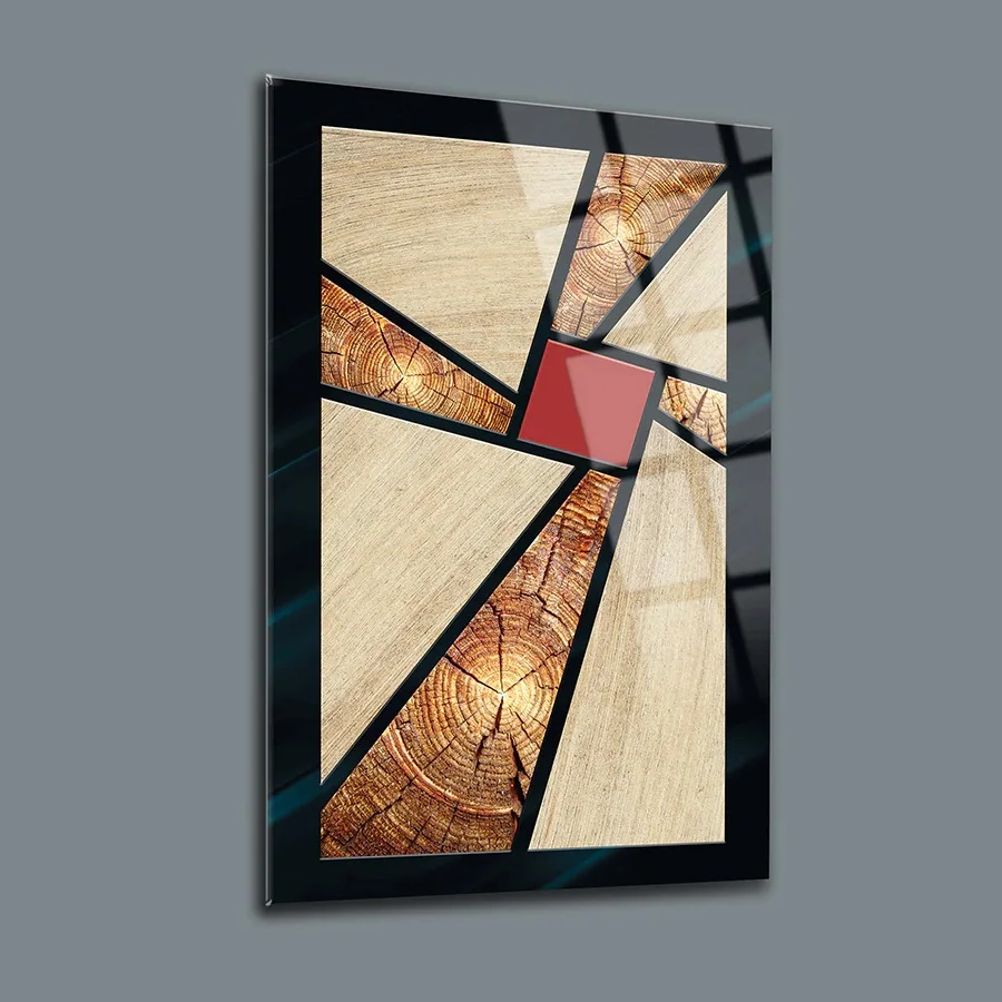 

Aged Wood Decor, Glass Wall Art, Frameless Free Floating Tempered Glass Panel, Home Office Living Room Decoration,