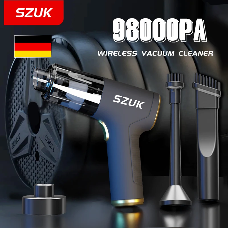 

SZUK 98000PA Автомобильный пылесос, мини-мощная машина для очистки, сильное всасывание, ручной для автомобиля, портативная беспроводная бытовая техника