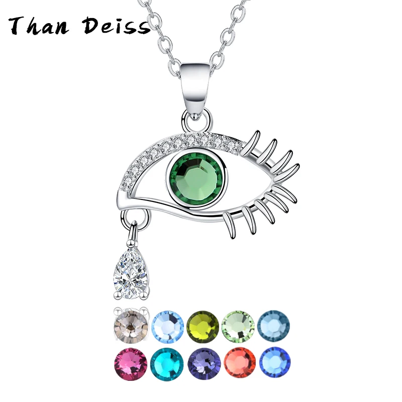 

Devil's Eye Teardrop Eyes Necklace Female S925 Sterling Silver Inlaid Crystal Pendant Hundred Match Collarbone Chain