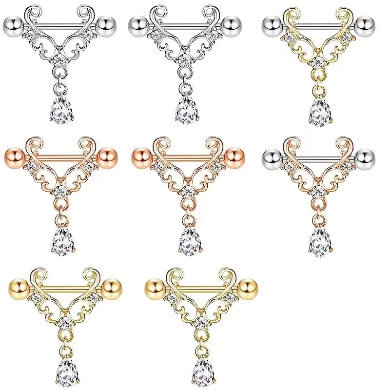 1 pair Fashion Stainless Steel water droplets Nipple Piercing Set Jewelry Flower Nipple Barbell Pack Crystal Nipple Ring Lot
1 pair Fashion Stainless Steel water droplets Nipple Piercing Set Jewelry Flower Nipple Barbell Pack Crystal Nipple Ring Lot