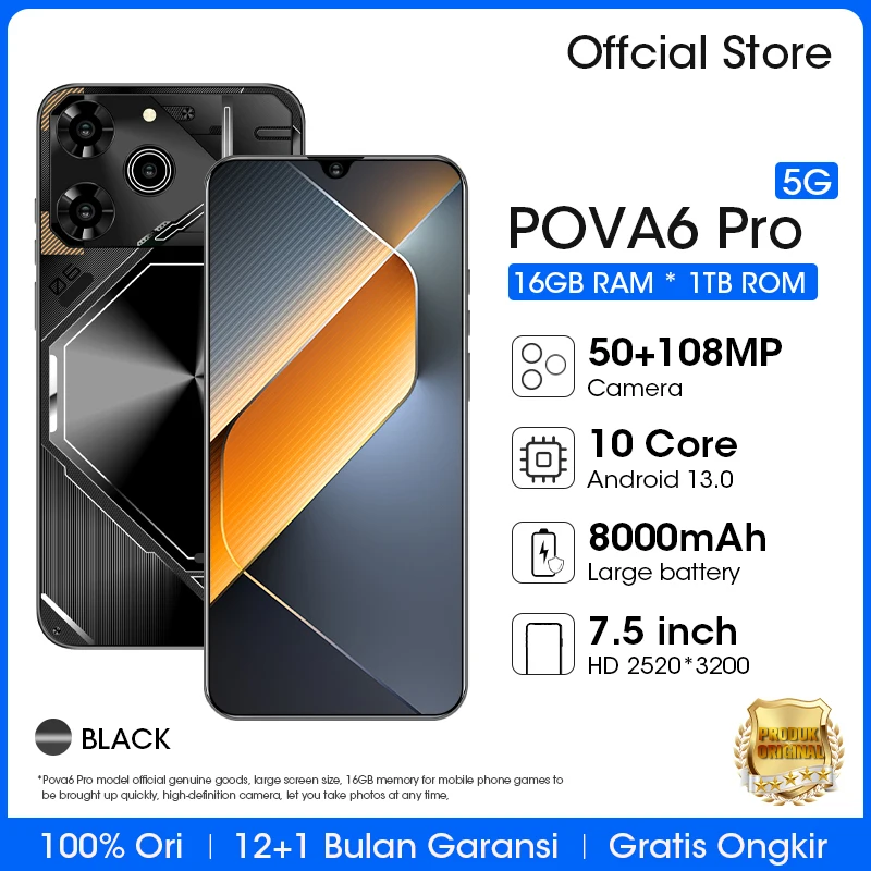 HOT Pova 6 Pro Smartphone 6.8 HD Android Mobile Phone Unlocked 5G Dual Sim Card 6800mAh 16GB+1TB Cellphone 72MP+108MP Celulares
HOT Pova 6 Pro Smartphone 6.8 HD Android Mobile Phone Unlocked 5G Dual Sim Card 6800mAh 16GB+1TB Cellphone 72MP+108MP Celulares