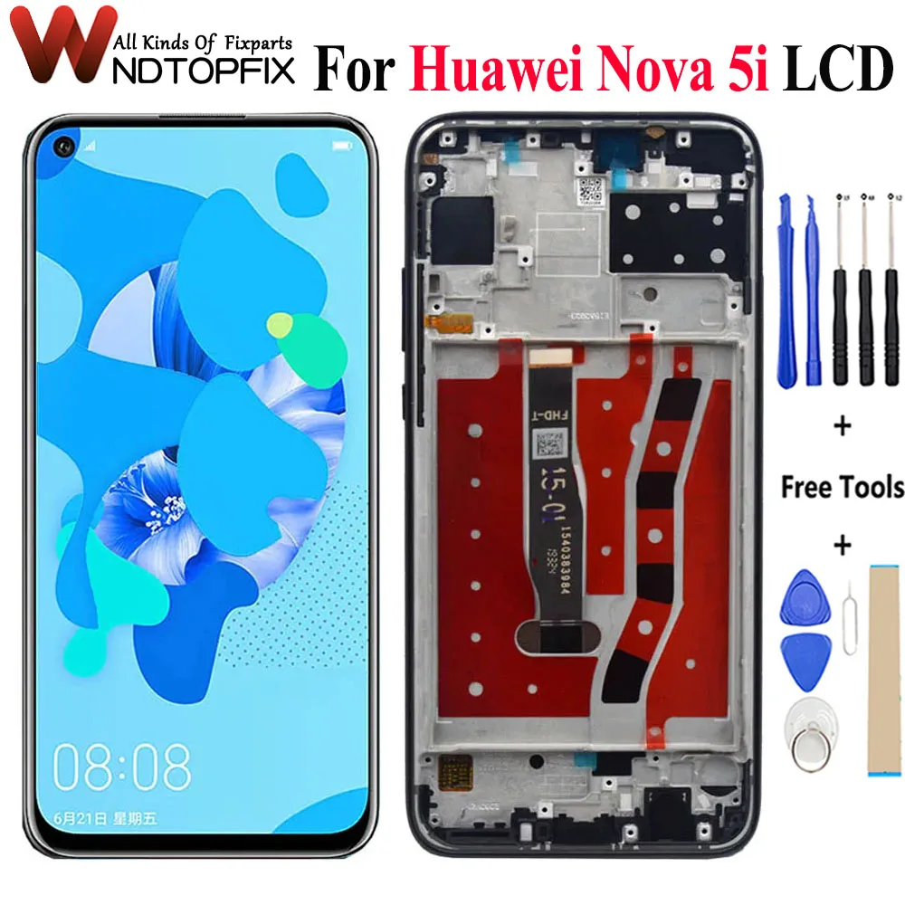 

Display With Frame 6.4'' For Huawei Nova 5i LCD Touch Screen Digitizer Assembly For Huawei Nova 5i LCD GLK-LX1 LX2 LX3 Screen