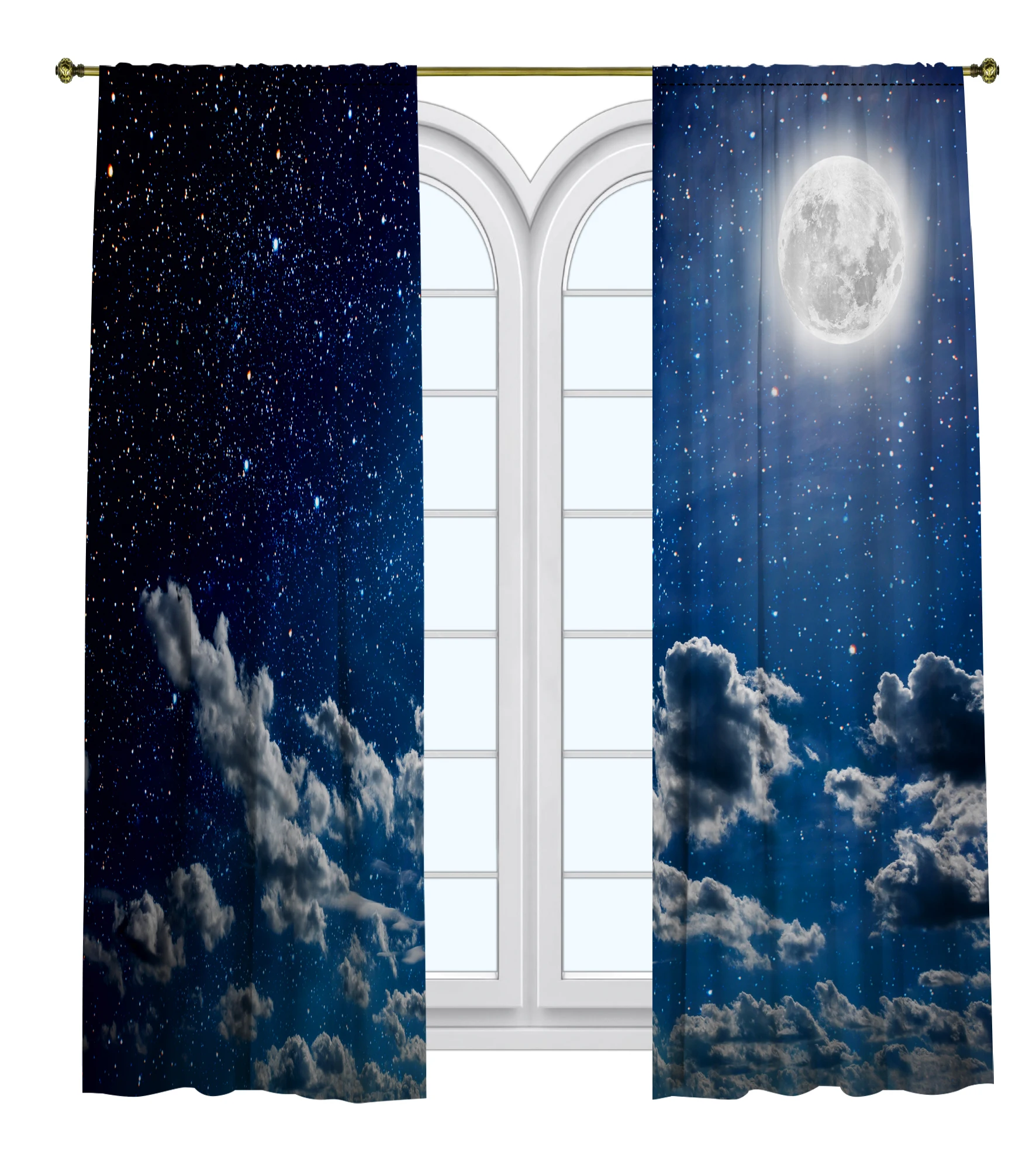 Night Sky View Printed Curtain/Bedroom Dining Room Living Room Covers Set of 2 Panels-Multinational Stars and Moon and Clouds
Night Sky View Printed Curtain/Bedroom Dining Room Living Room Covers Set of 2 Panels-Multinational Stars and Moon and Clouds