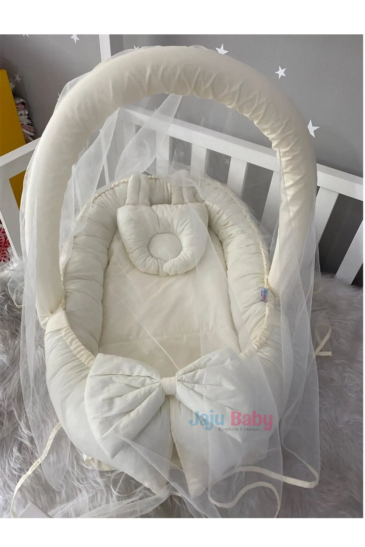 Крем ручной работы, москитная сетка с ушами и роскошным дизайном Babynest с игрушечным устройством
Крем ручной работы, москитная сетка с ушами и роскошным дизайном Babynest с игрушечным устройством