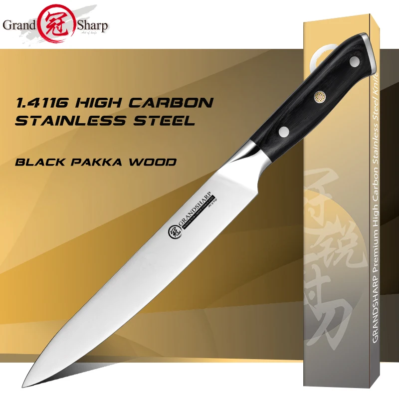 Кухонные ножи Grandsharp, 8 дюймов, поварской нож, 4116 немецкая нержавеющая сталь, инструмент для резки мяса, рыбы, черная ручка
Кухонные ножи Grandsharp, 8 дюймов, поварской нож, 4116 немецкая нержавеющая сталь, инструмент для резки мяса, рыбы, черная ручка