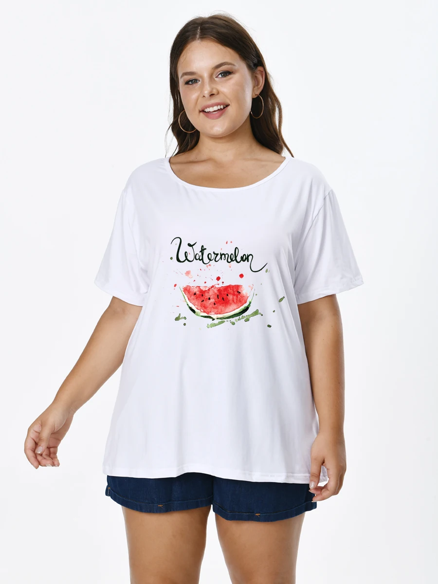 Plus Size Women T-shirt With Watermelons Print O-neck Short Sleeve Tops for FEMMES Large Tunics Blouses Mujeres Talla 22061507
Plus Size Women T-shirt With Watermelons Print O-neck Short Sleeve Tops for FEMMES Large Tunics Blouses Mujeres Talla 22061507