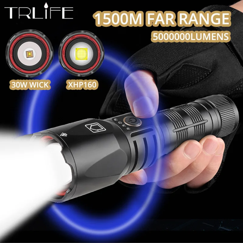 5000000LM Powerful LED Flashlight XHP160 & 30W Wick Far Range Torch Waterproof USB Portable Zoom Spotlights for Camping Hunting
5000000LM Powerful LED Flashlight XHP160 & 30W Wick Far Range Torch Waterproof USB Portable Zoom Spotlights for Camping Hunting