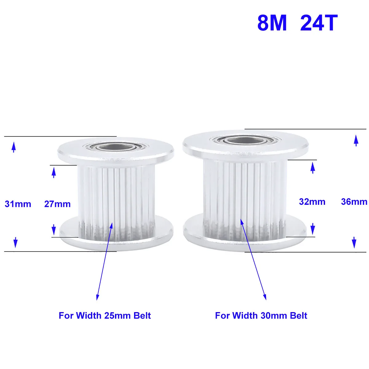 24 Teeth HTD 8M Idler Timing Pulley Aluminum Synchronous Driven Wheel Bore 10/12/15/20/25/30mm For Width 25 30mm 8M Timing Belt
24 Teeth HTD 8M Idler Timing Pulley Aluminum Synchronous Driven Wheel Bore 10/12/15/20/25/30mm For Width 25 30mm 8M Timing Belt