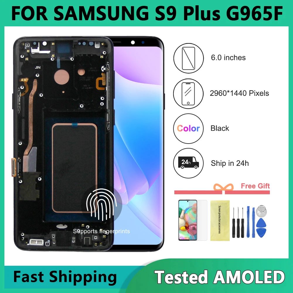 ЖК-дисплей AMOLED для Samsung S9 Plus G965 G965F G965FD, дисплей с сенсорным экраном и рамкой для Samsung S9 +, замена дисплея
ЖК-дисплей AMOLED для Samsung S9 Plus G965 G965F G965FD, дисплей с сенсорным экраном и рамкой для Samsung S9 +, замена дисплея