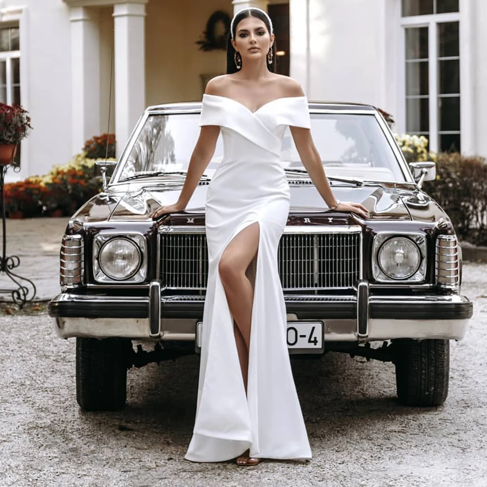 Weilinsha Off the Shoulder Mermaid Wedding Dress with Side Slit Ladies Pure Color Jersey Sweep Train Bridal Gowns Vestido Novia
Weilinsha Off the Shoulder Mermaid Wedding Dress with Side Slit Ladies Pure Color Jersey Sweep Train Bridal Gowns Vestido Novia