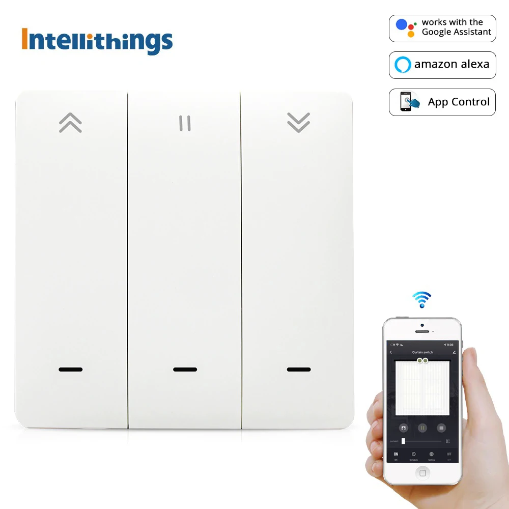Intellithings Tuya Smart WiFi Curtain Switch with Big Push Button For Blinds Motor Alexa Google Home Voice Control Timer
Intellithings Tuya Smart WiFi Curtain Switch with Big Push Button For Blinds Motor Alexa Google Home Voice Control Timer